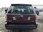 2007 Honda Pilot Lx Burgundy vin: 2HKYF18197H512907