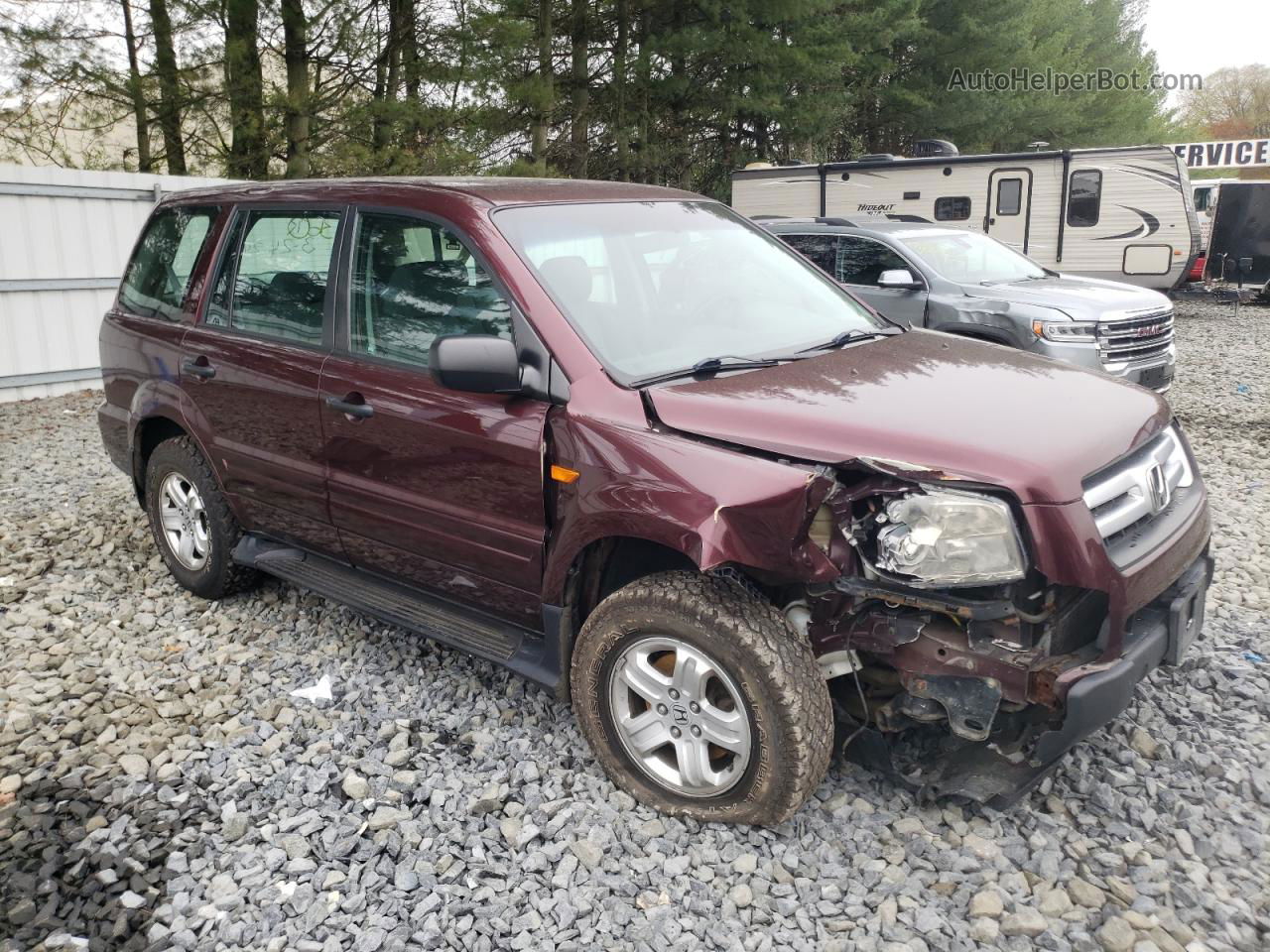 2007 Honda Pilot Lx Burgundy vin: 2HKYF18197H512907