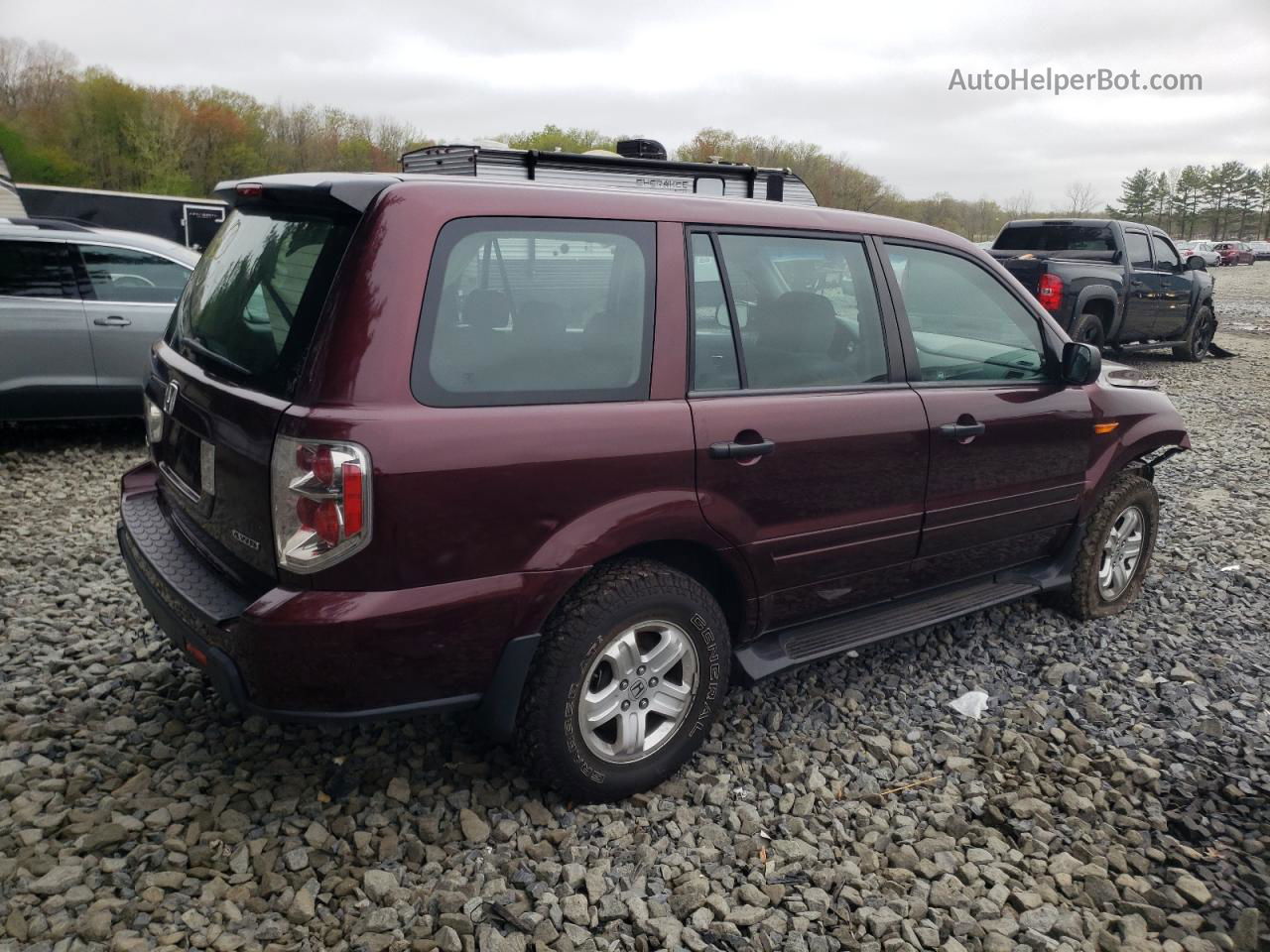 2007 Honda Pilot Lx Burgundy vin: 2HKYF18197H512907