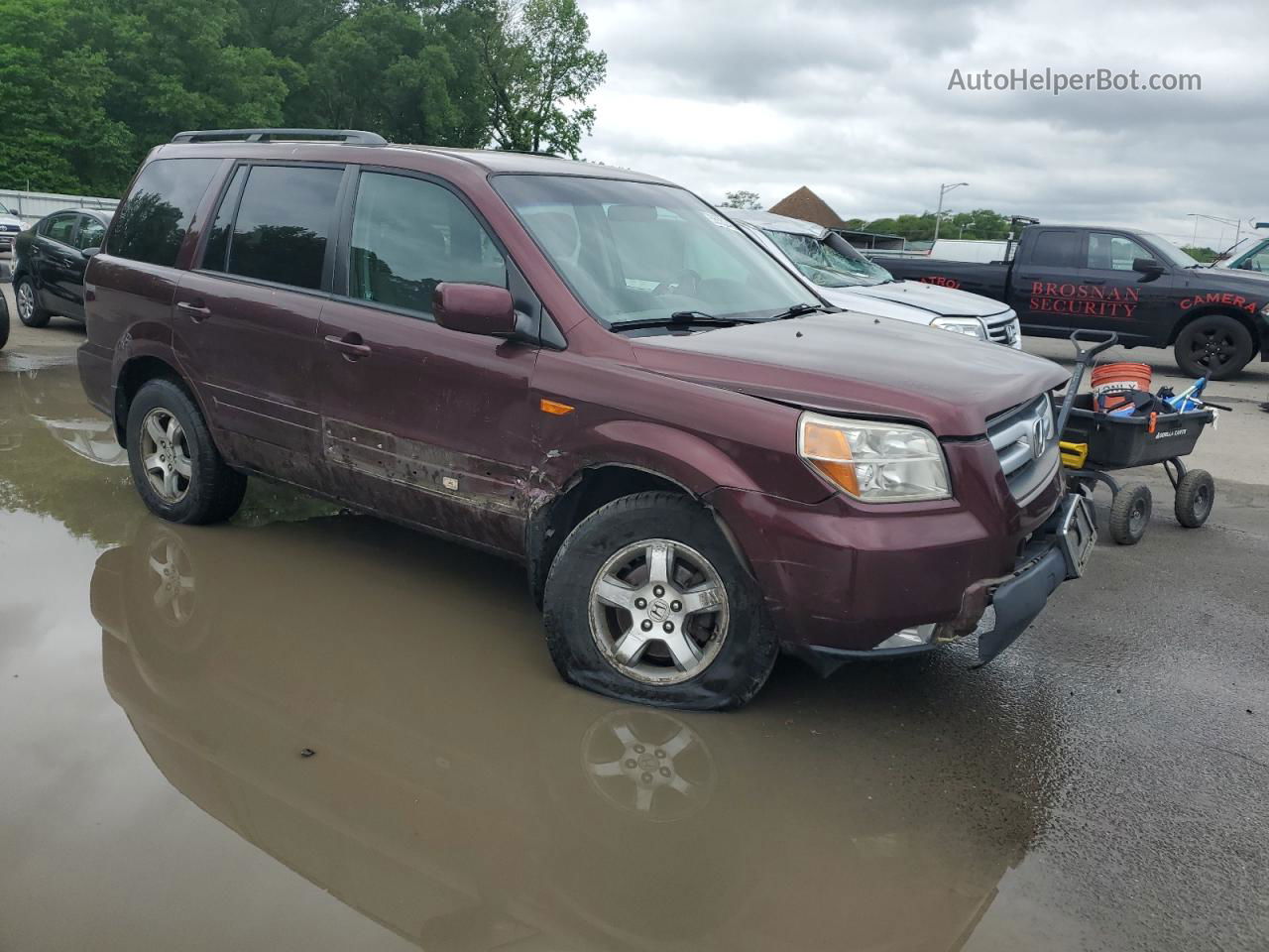 2007 Honda Pilot Ex Burgundy vin: 2HKYF18407H513602