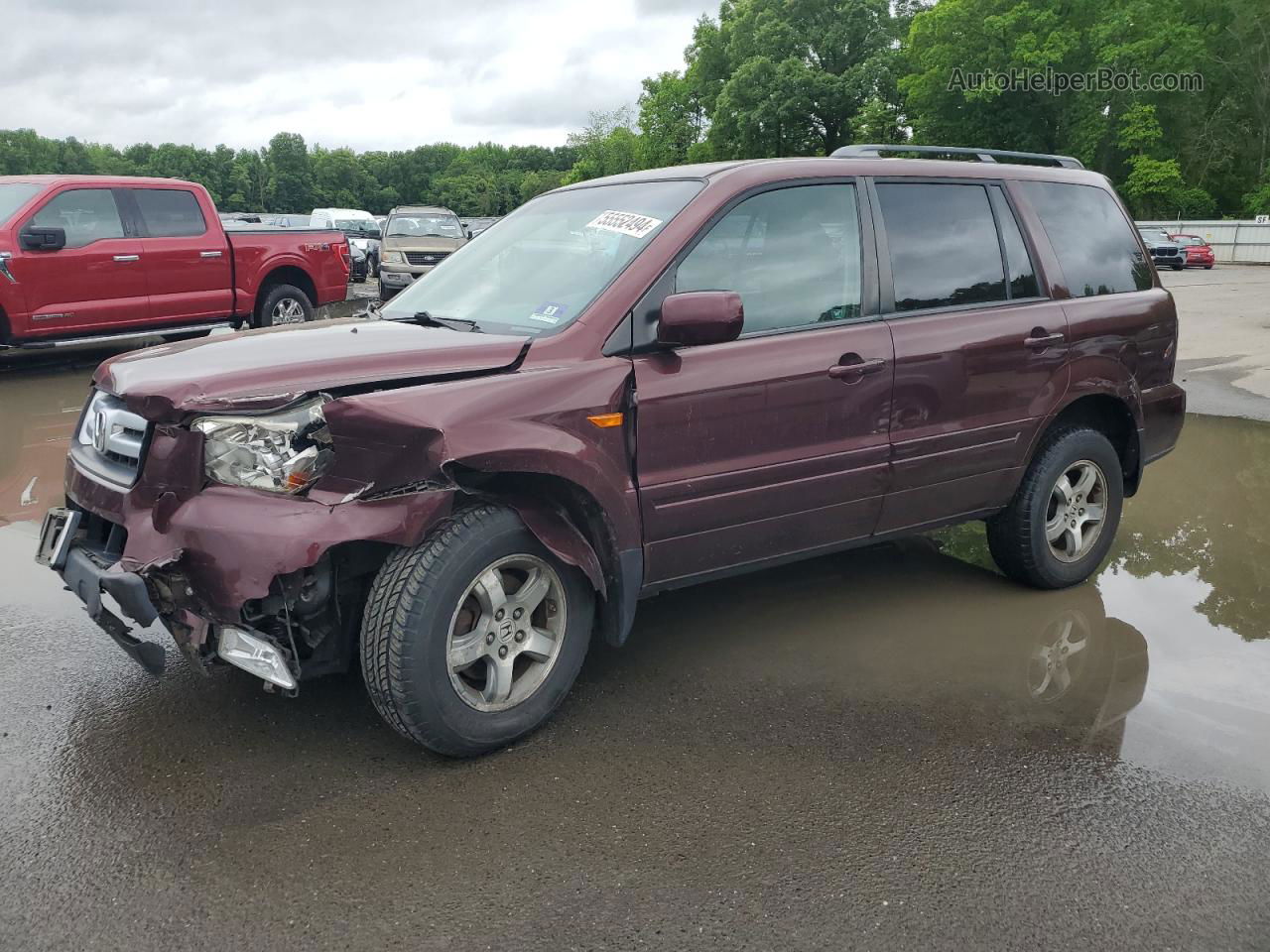 2007 Honda Pilot Ex Burgundy vin: 2HKYF18407H513602