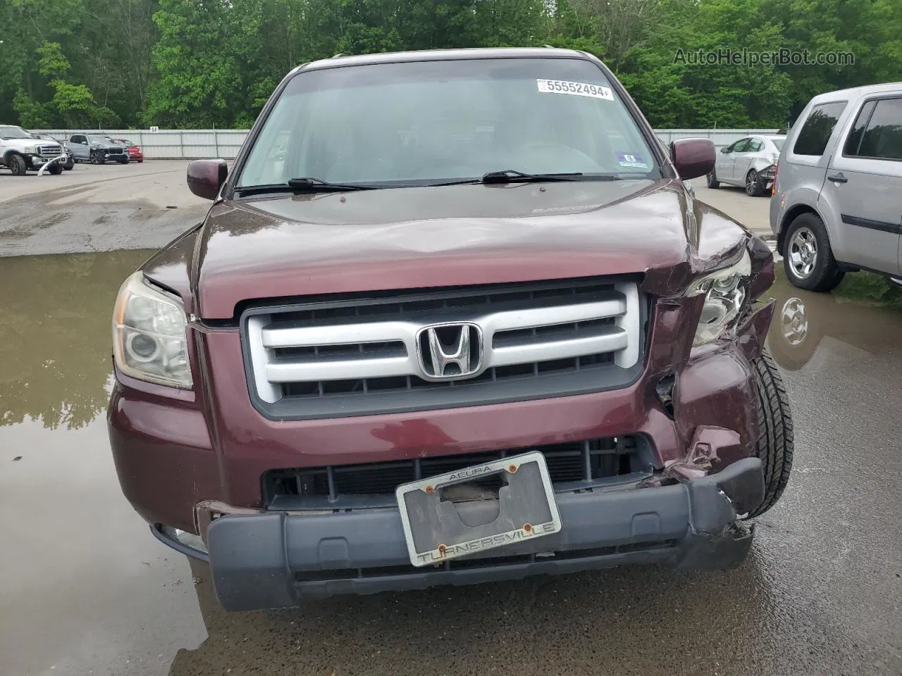 2007 Honda Pilot Ex Бордовый vin: 2HKYF18407H513602