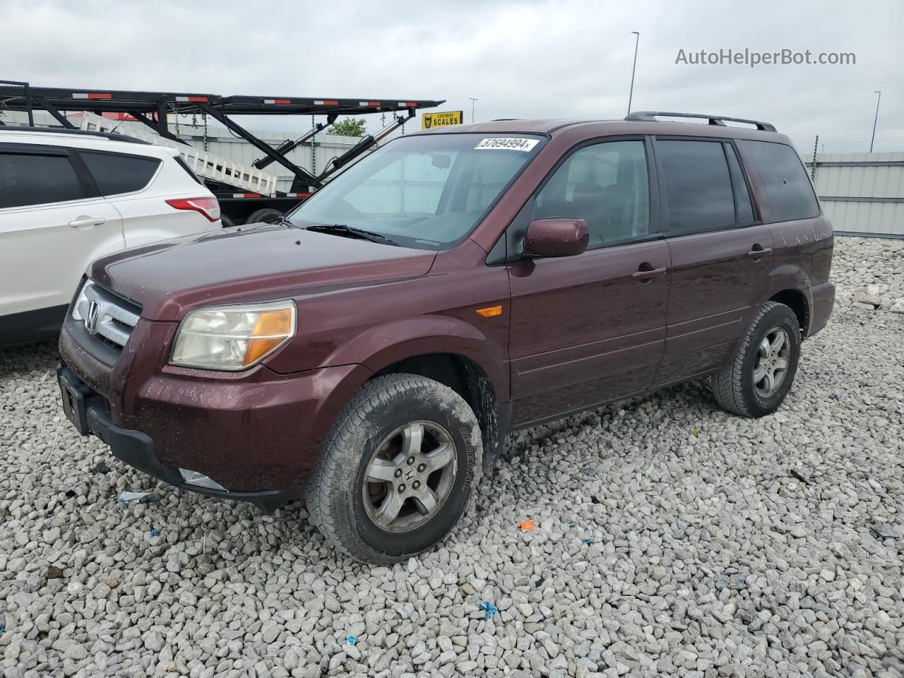 2007 Honda Pilot Ex Burgundy vin: 2HKYF18497H519141