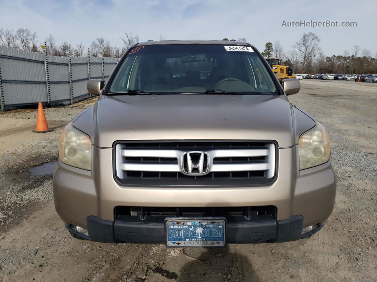 2007 Honda Pilot Exl Желто-коричневый vin: 2HKYF18507H506951