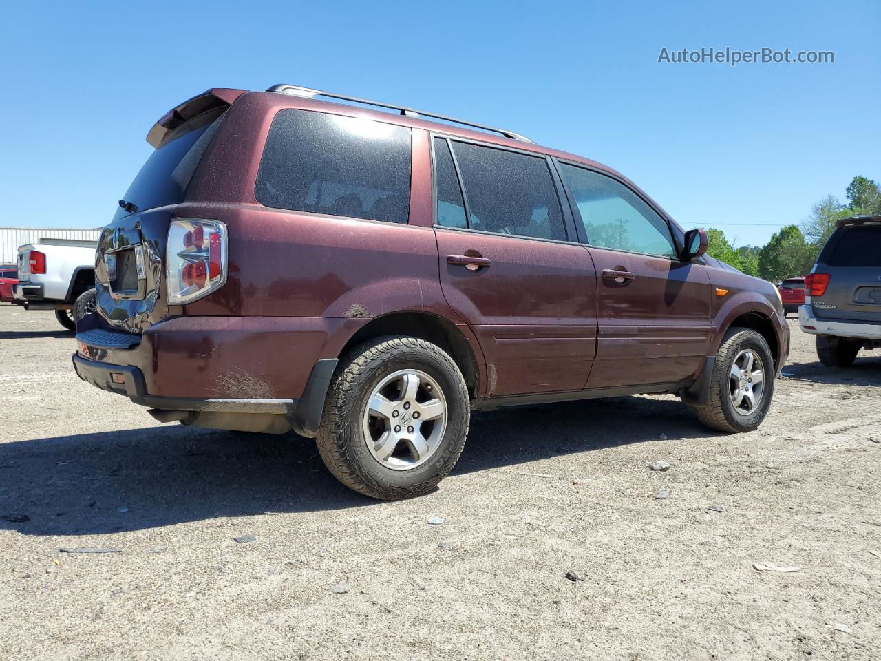 2007 Honda Pilot Exl Maroon vin: 2HKYF18517H513858