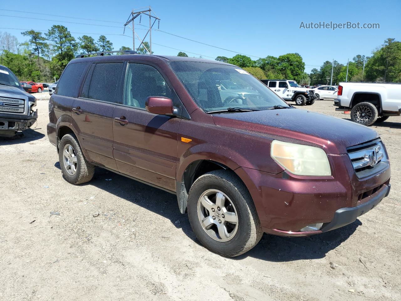 2007 Honda Pilot Exl Темно-бордовый vin: 2HKYF18517H513858