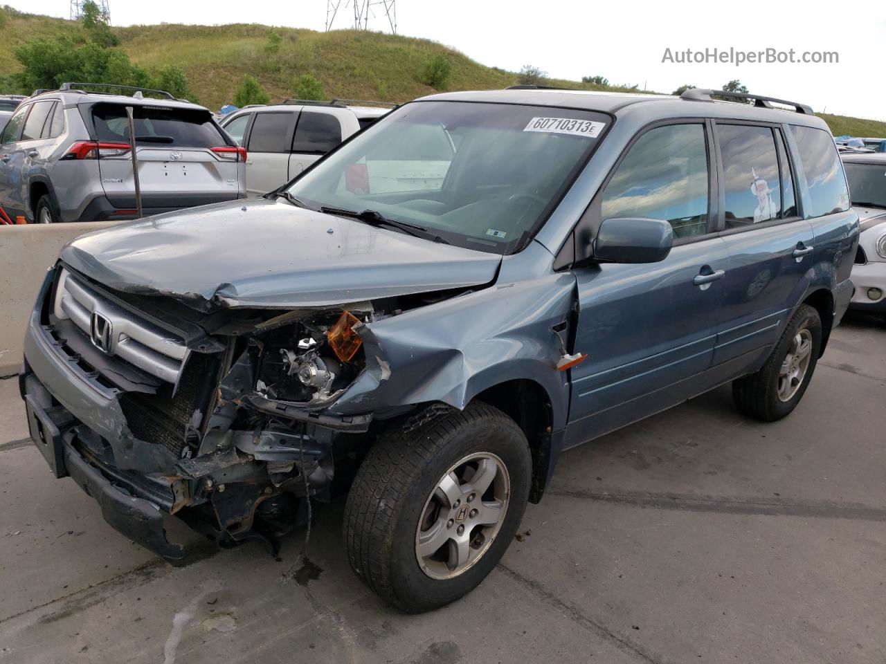 2007 Honda Pilot Exl Teal vin: 2HKYF18527H536565