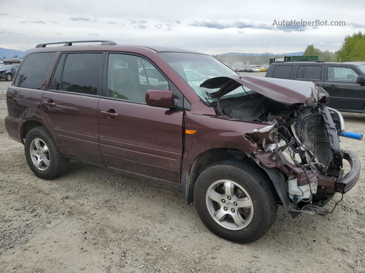 2007 Honda Pilot Exl Maroon vin: 2HKYF18547H532162