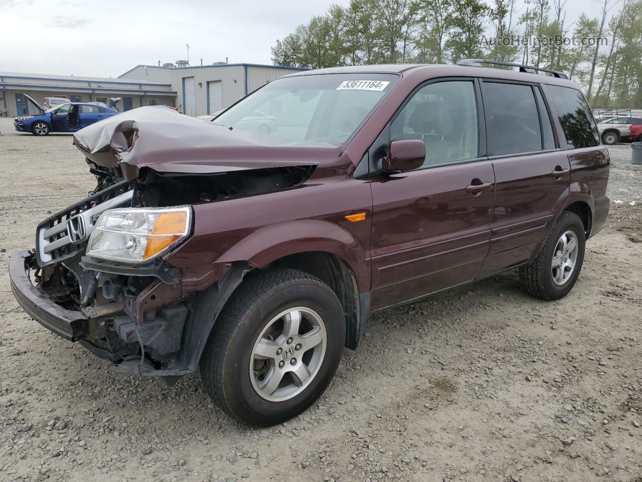 2007 Honda Pilot Exl Maroon vin: 2HKYF18547H532162