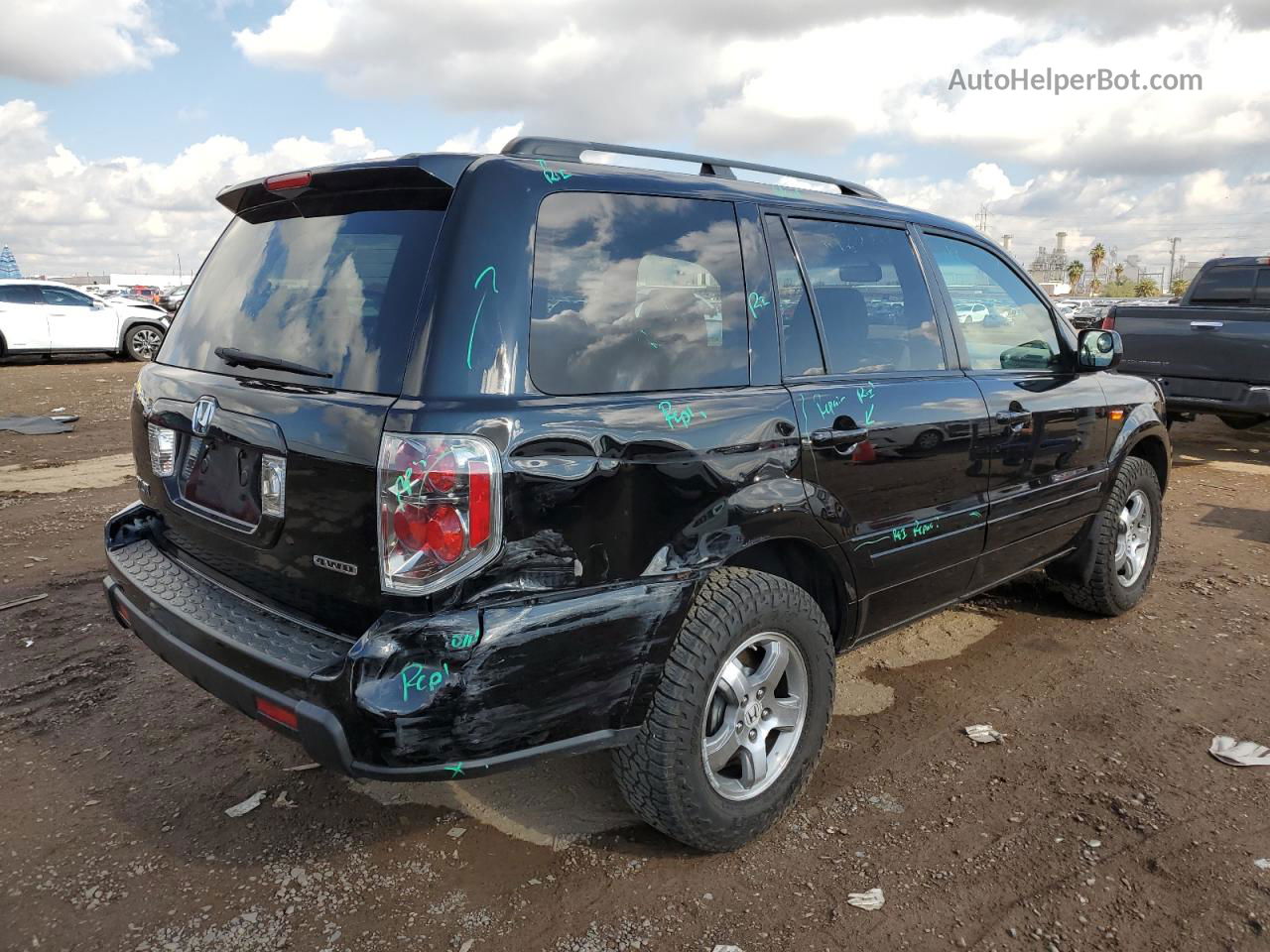 2007 Honda Pilot Exl Black vin: 2HKYF18557H529867