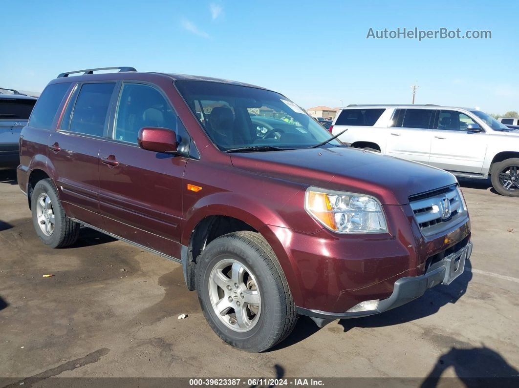 2007 Honda Pilot Ex-l Burgundy vin: 2HKYF18557H529898