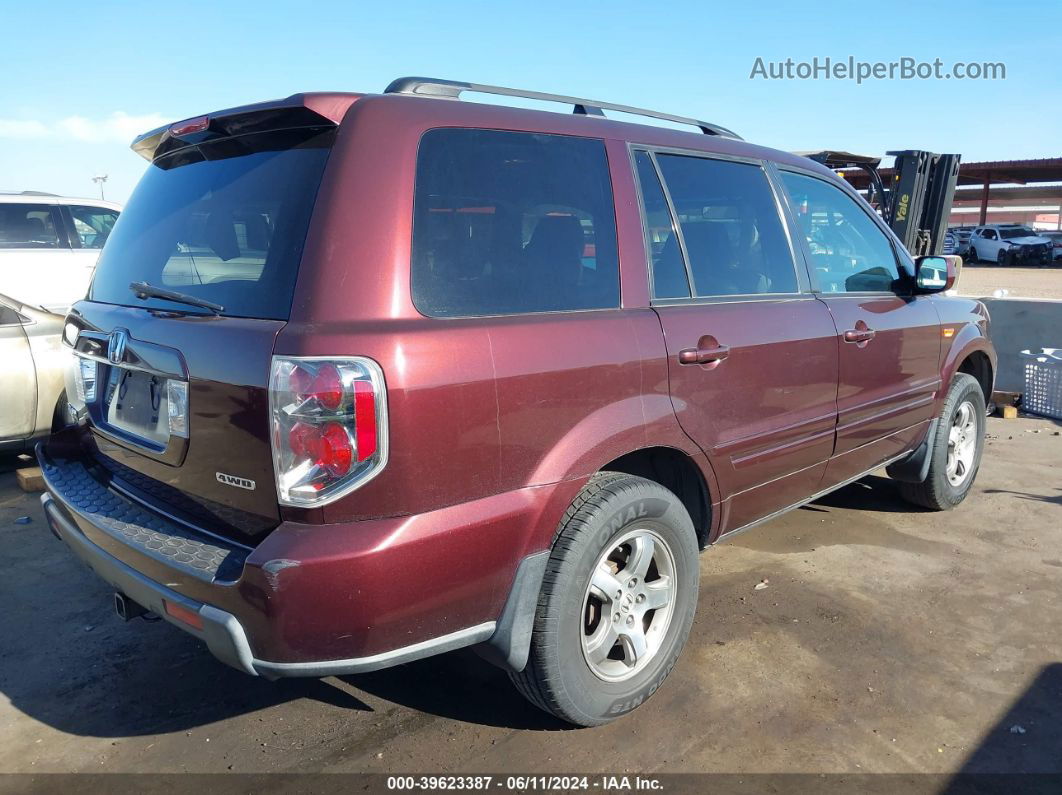 2007 Honda Pilot Ex-l Burgundy vin: 2HKYF18557H529898