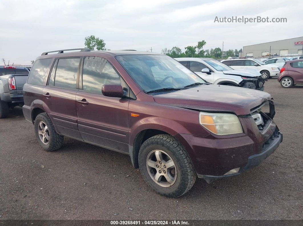 2007 Honda Pilot Ex-l Maroon vin: 2HKYF18567H501611