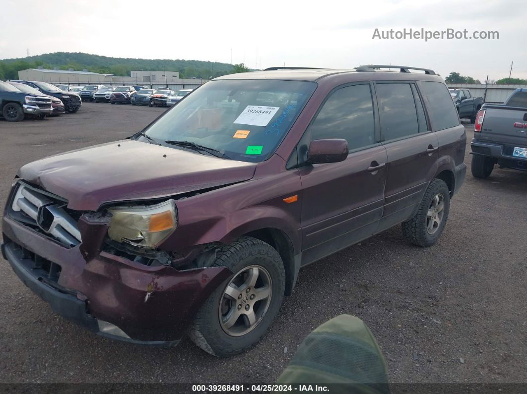 2007 Honda Pilot Ex-l Maroon vin: 2HKYF18567H501611