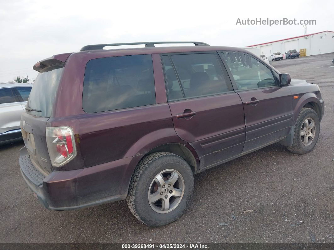 2007 Honda Pilot Ex-l Maroon vin: 2HKYF18567H501611