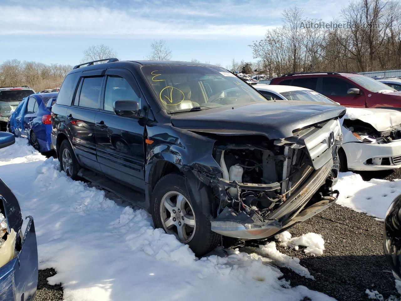 2007 Honda Pilot Exl Черный vin: 2HKYF18567H535497