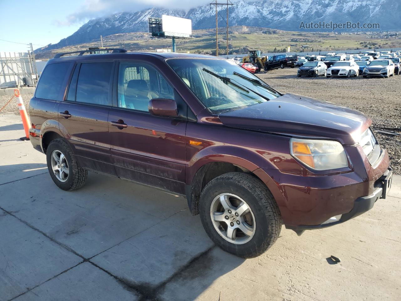 2007 Honda Pilot Exl Burgundy vin: 2HKYF185X7H530884