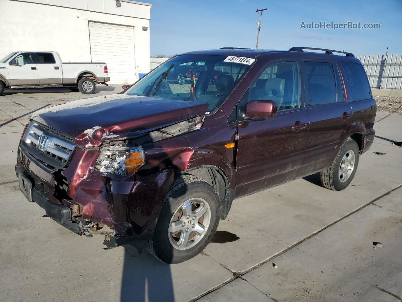 2007 Honda Pilot Exl Burgundy vin: 2HKYF185X7H530884