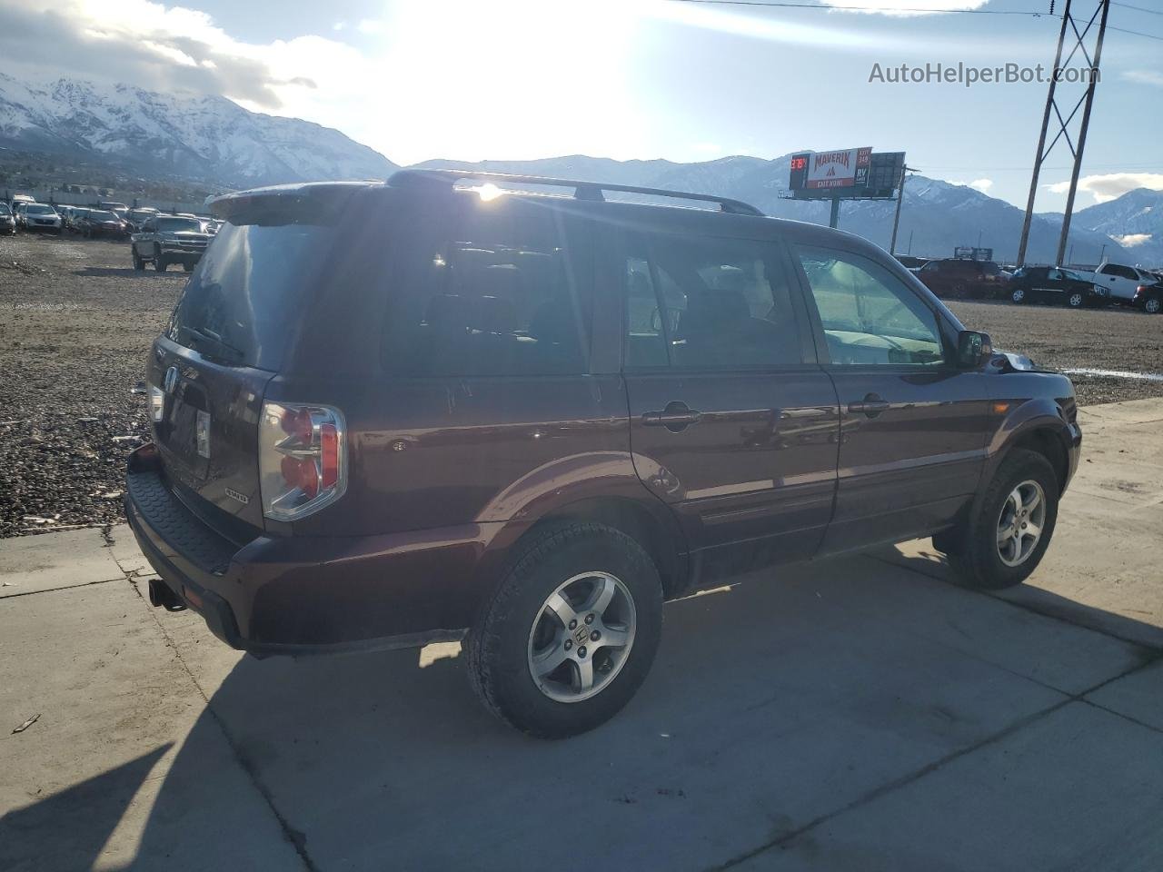 2007 Honda Pilot Exl Burgundy vin: 2HKYF185X7H530884