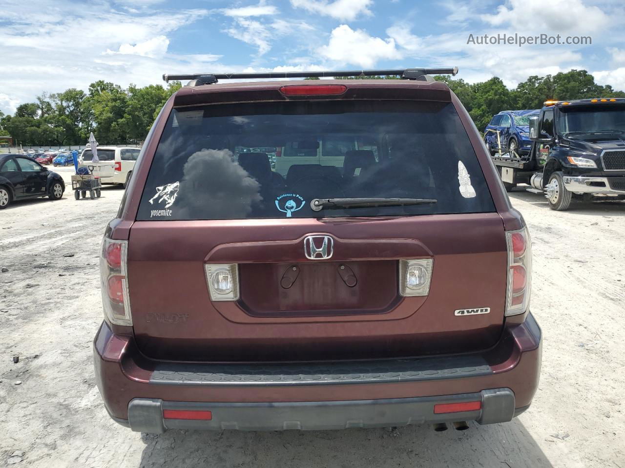 2007 Honda Pilot Exl Maroon vin: 2HKYF18637H501512