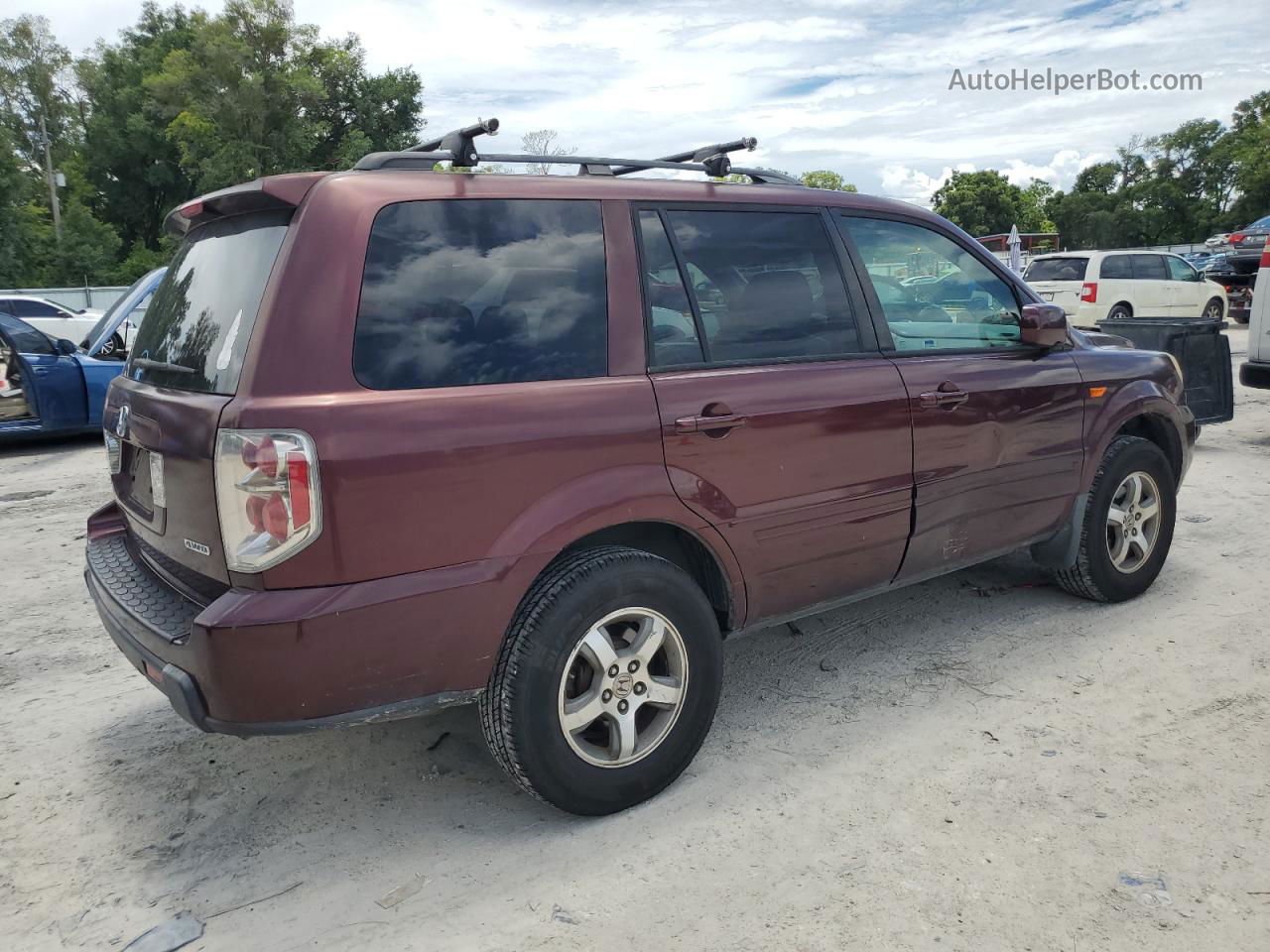 2007 Honda Pilot Exl Maroon vin: 2HKYF18637H501512