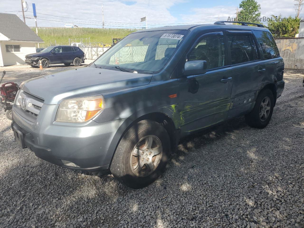 2007 Honda Pilot Exl Blue vin: 2HKYF18637H508606