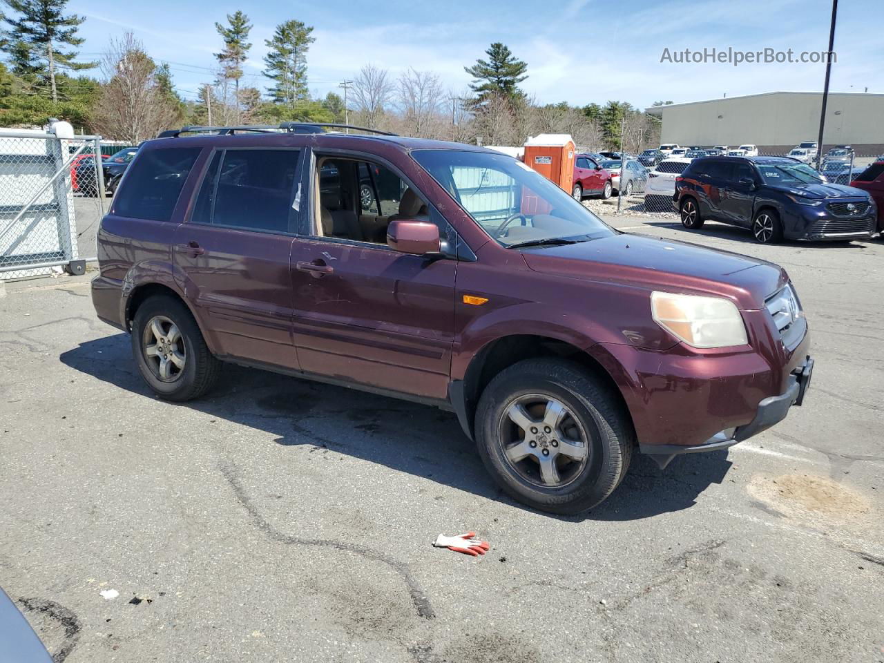 2007 Honda Pilot Exl Maroon vin: 2HKYF18657H512141