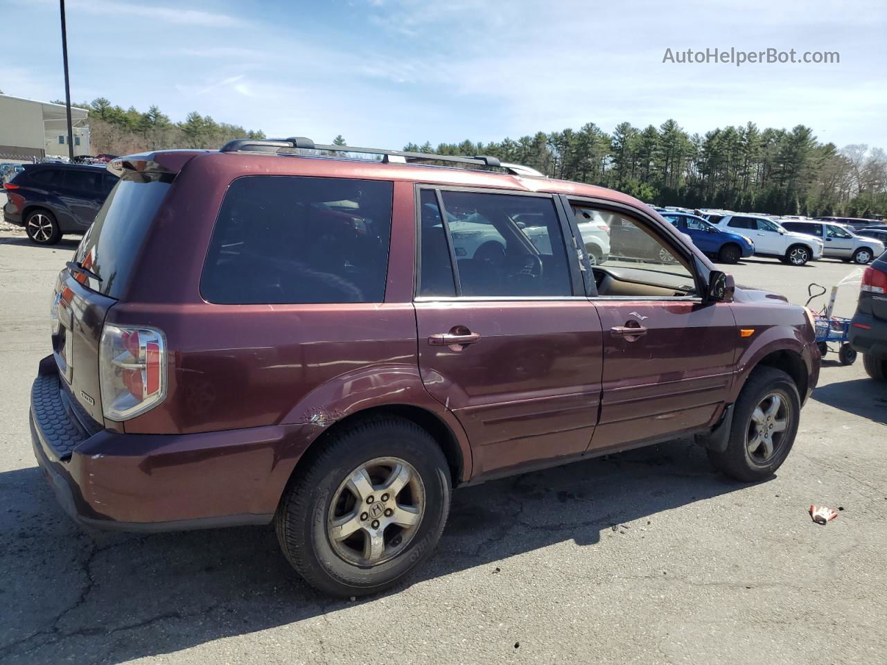 2007 Honda Pilot Exl Maroon vin: 2HKYF18657H512141