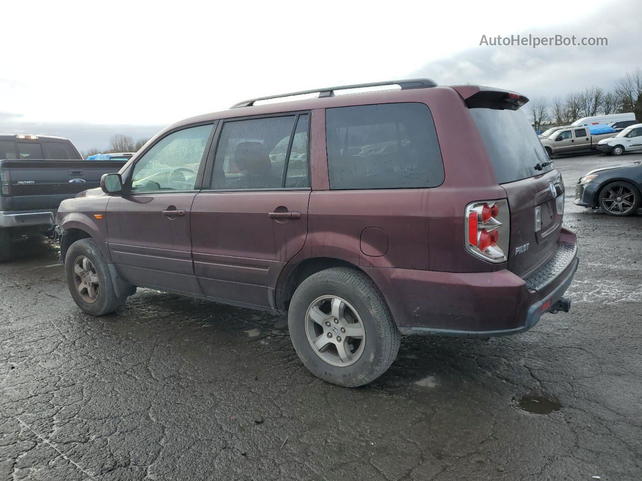 2007 Honda Pilot Exl Burgundy vin: 2HKYF18667H501522