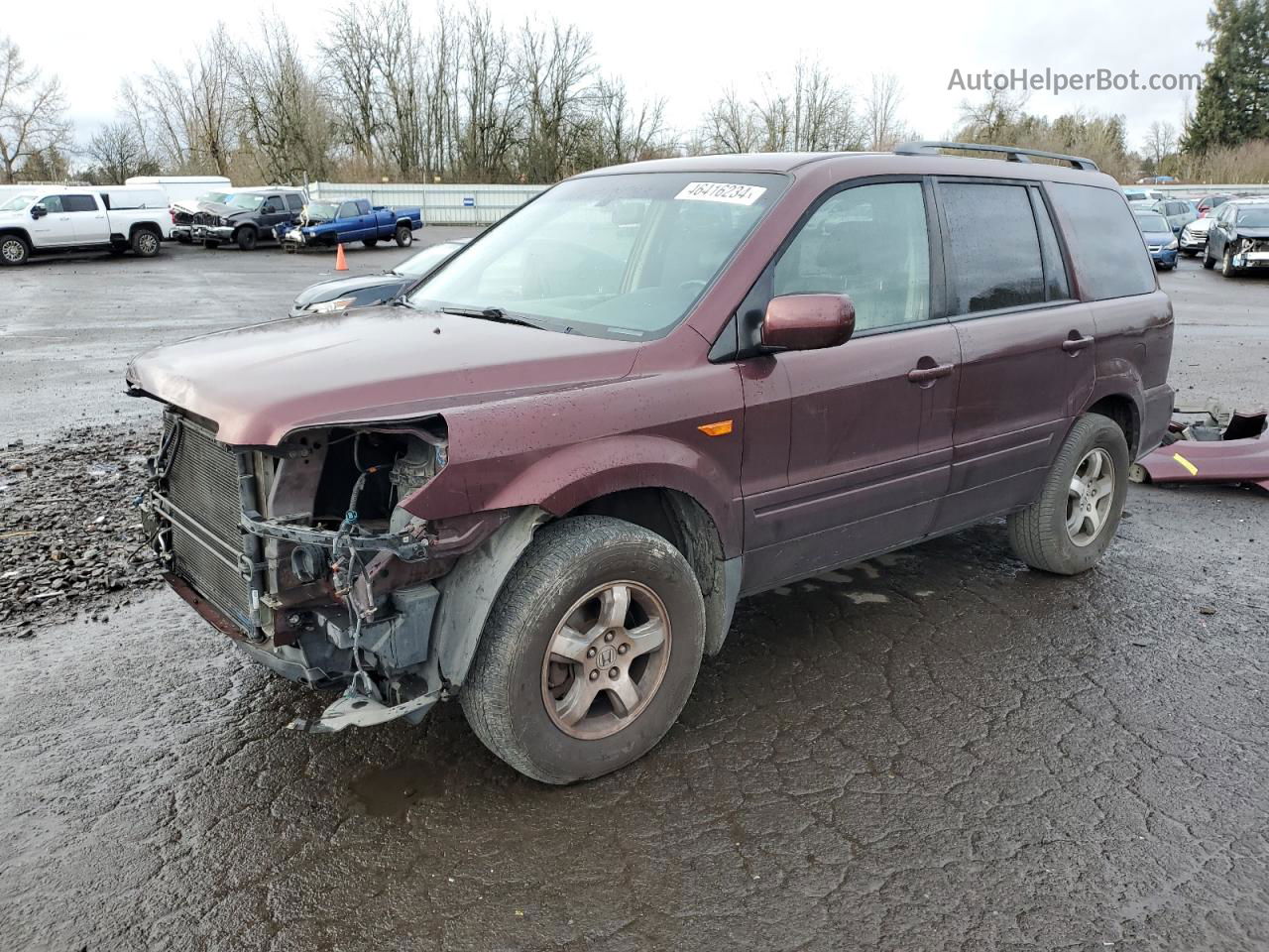 2007 Honda Pilot Exl Burgundy vin: 2HKYF18667H501522