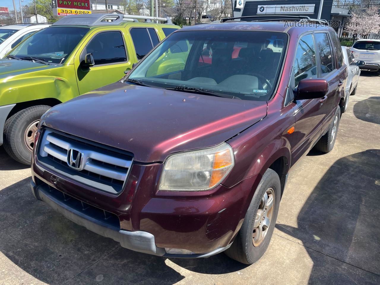 2007 Honda Pilot Exl Темно-бордовый vin: 2HKYF18697H532313