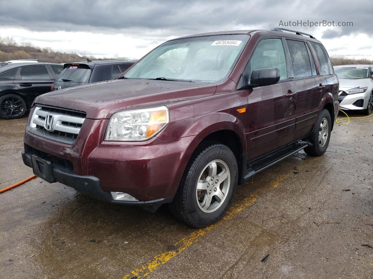 2007 Honda Pilot Exl Burgundy vin: 2HKYF18737H527374