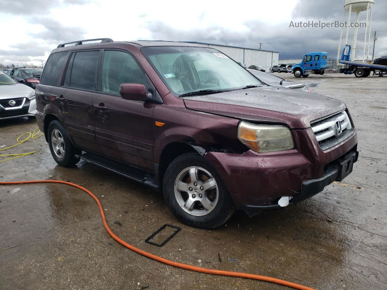 2007 Honda Pilot Exl Burgundy vin: 2HKYF18737H527374