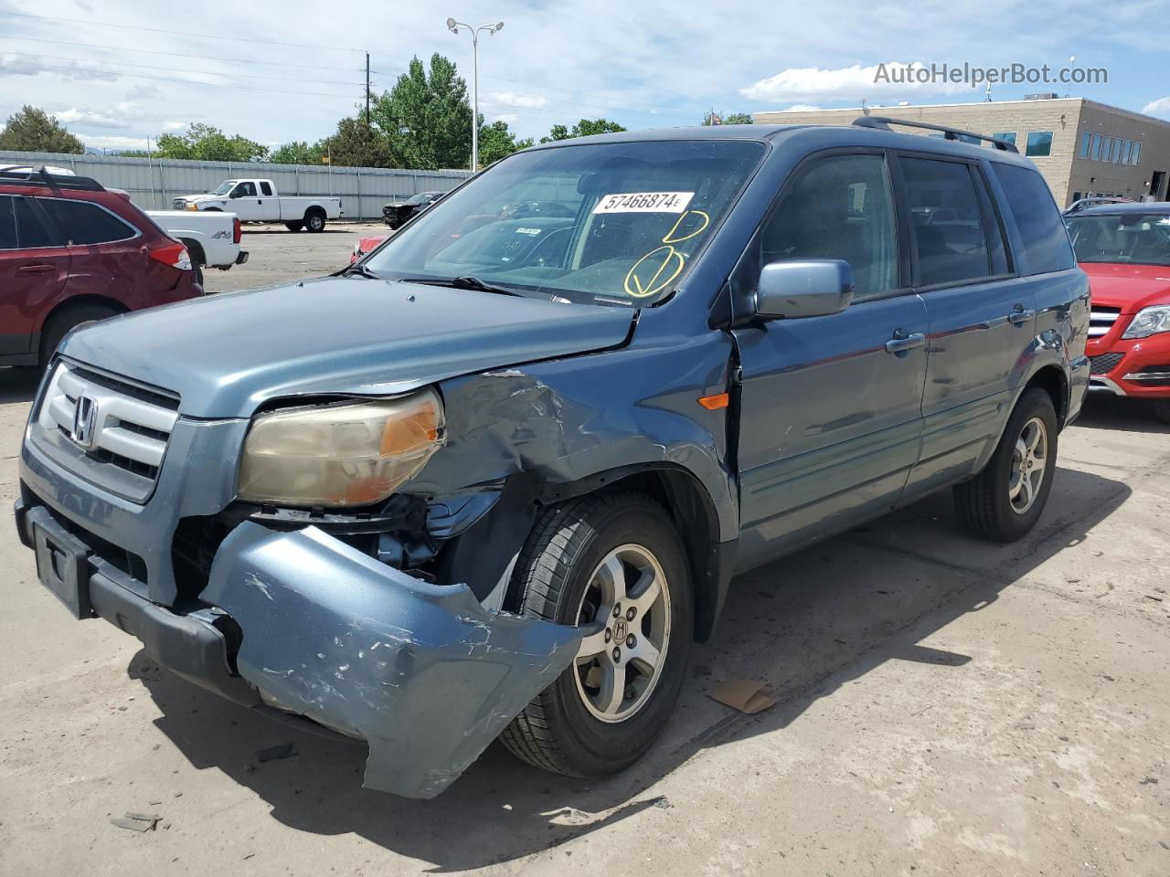 2007 Honda Pilot Exl Blue vin: 2HKYF18797H539075