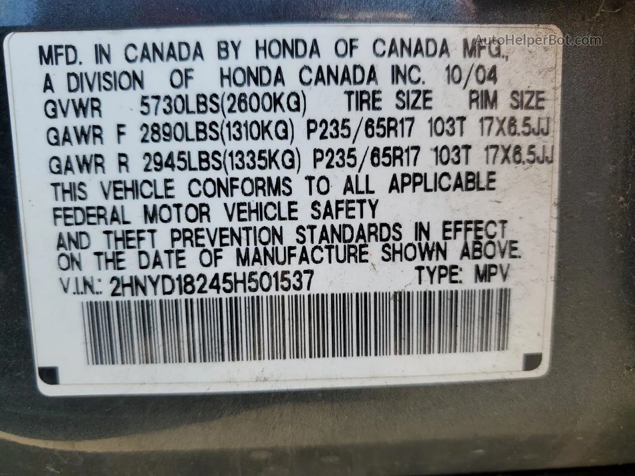 2005 Acura Mdx  Black vin: 2HNYD18245H501537