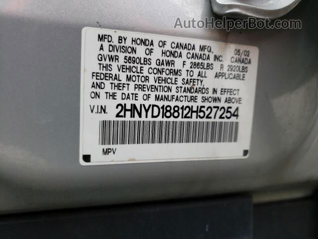 2002 Acura Mdx Touring Silver vin: 2HNYD18812H527254