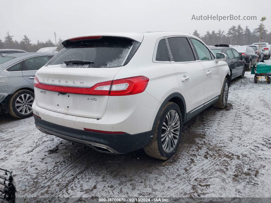 2016 Lincoln Mkx Reserve White vin: 2LMTJ8LRXGBL67693