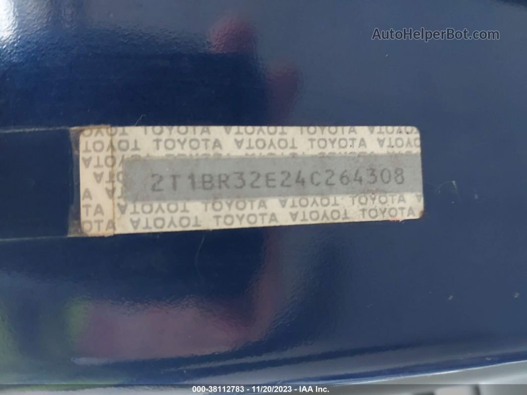 2004 Toyota Corolla Ce Синий vin: 2T1BR32E24C264308