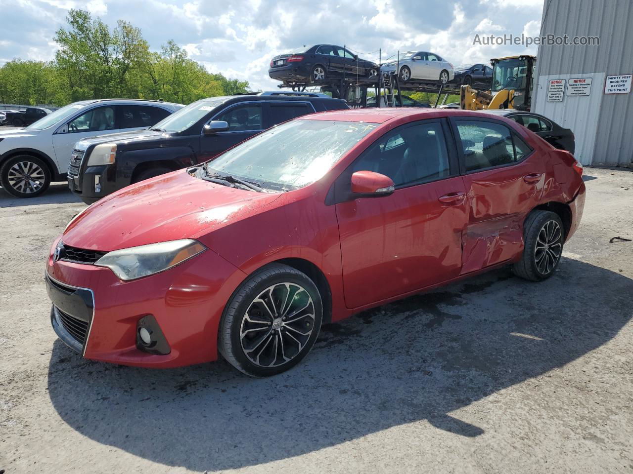 2015 Toyota Corolla L Red vin: 2T1BURHE0FC329345