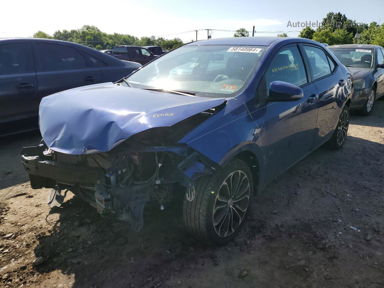 2015 Toyota Corolla L Blue vin: 2T1BURHE0FC381798