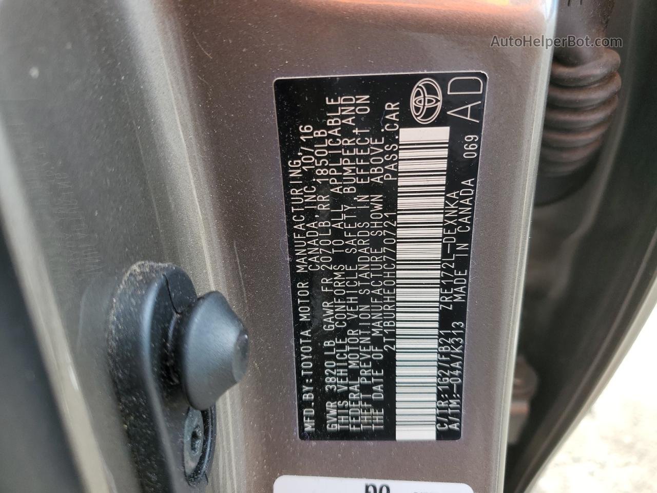 2017 Toyota Corolla L Серый vin: 2T1BURHE0HC770721
