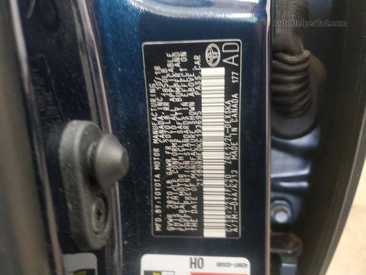 2019 Toyota Corolla L Blue vin: 2T1BURHE0KC193695