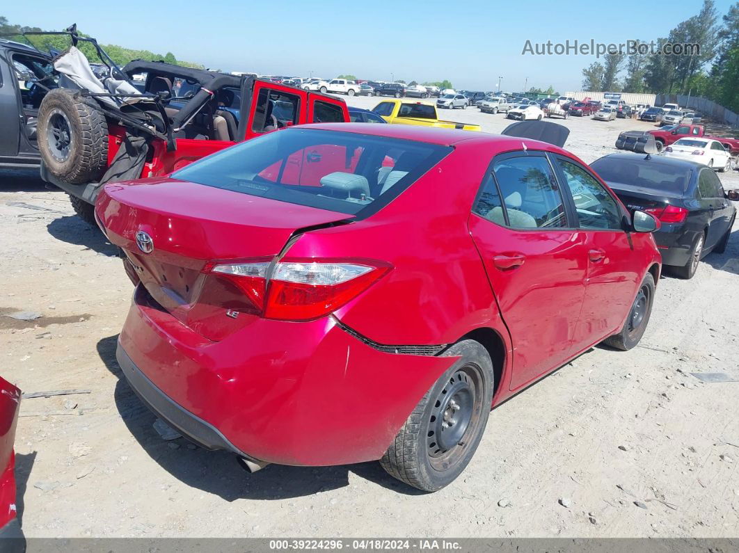 2016 Toyota Corolla Le Red vin: 2T1BURHE1GC512870