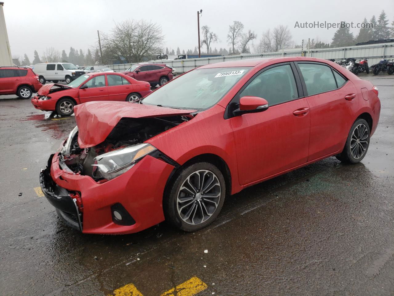 2015 Toyota Corolla L Red vin: 2T1BURHE2FC436462