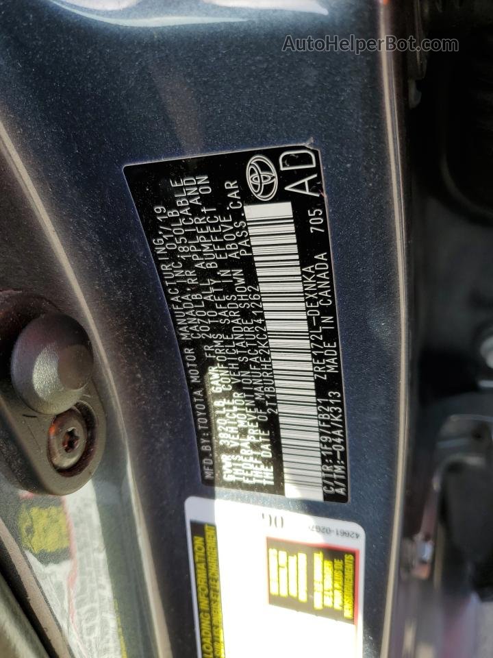 2019 Toyota Corolla L Угольный vin: 2T1BURHE2KC241262