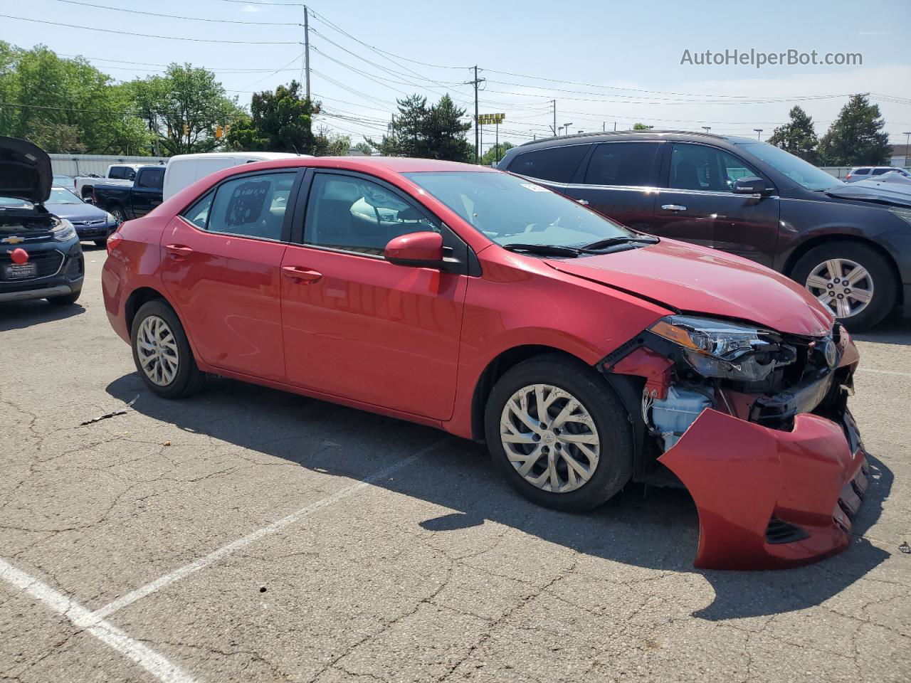 2019 Toyota Corolla L Red vin: 2T1BURHE3KC206195