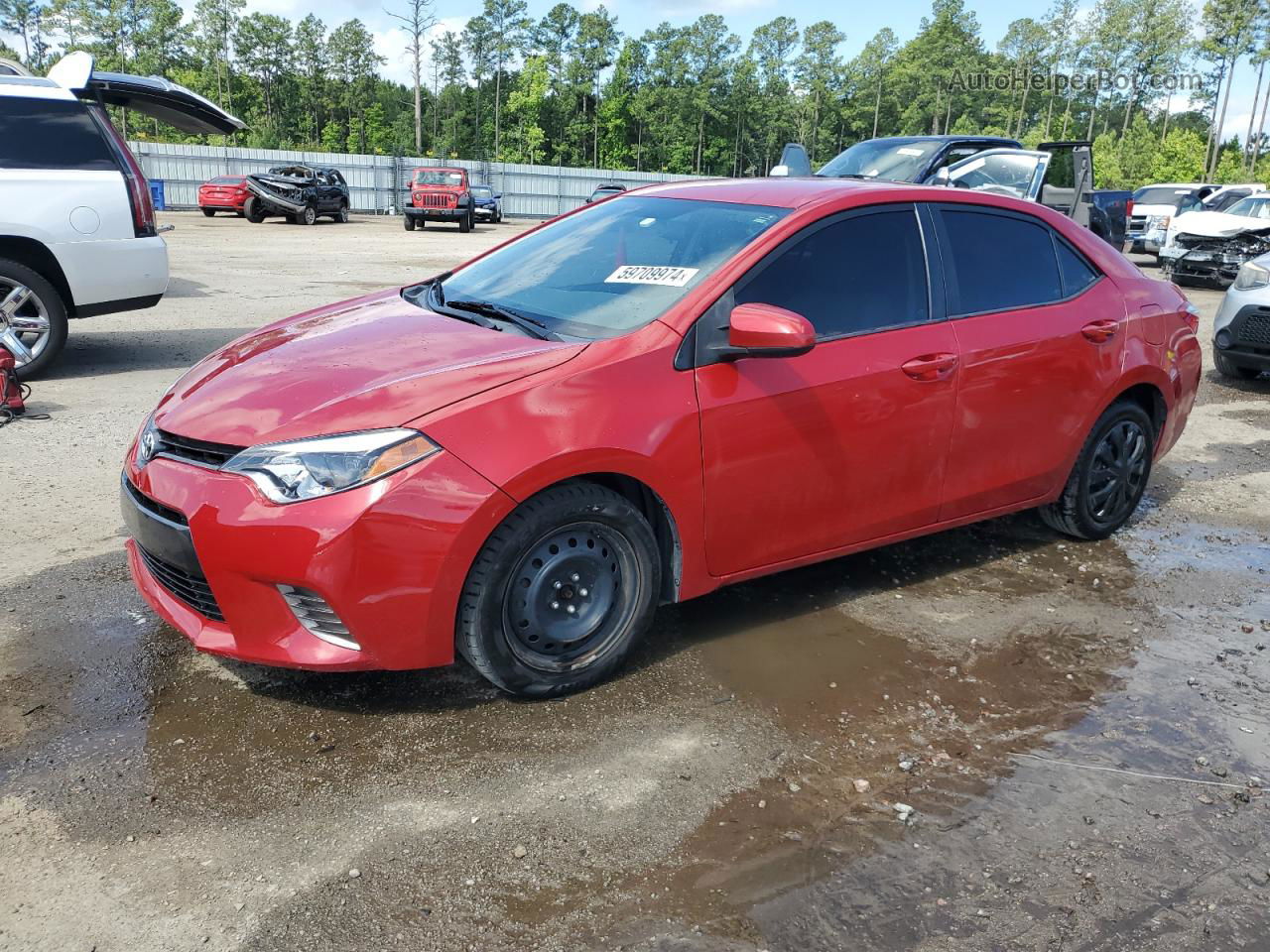 2015 Toyota Corolla L Red vin: 2T1BURHE5FC365578