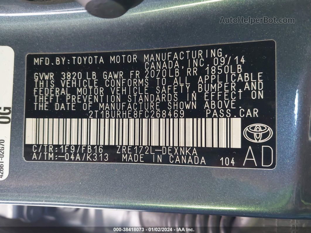 2015 Toyota Corolla Le Синий vin: 2T1BURHE8FC268469