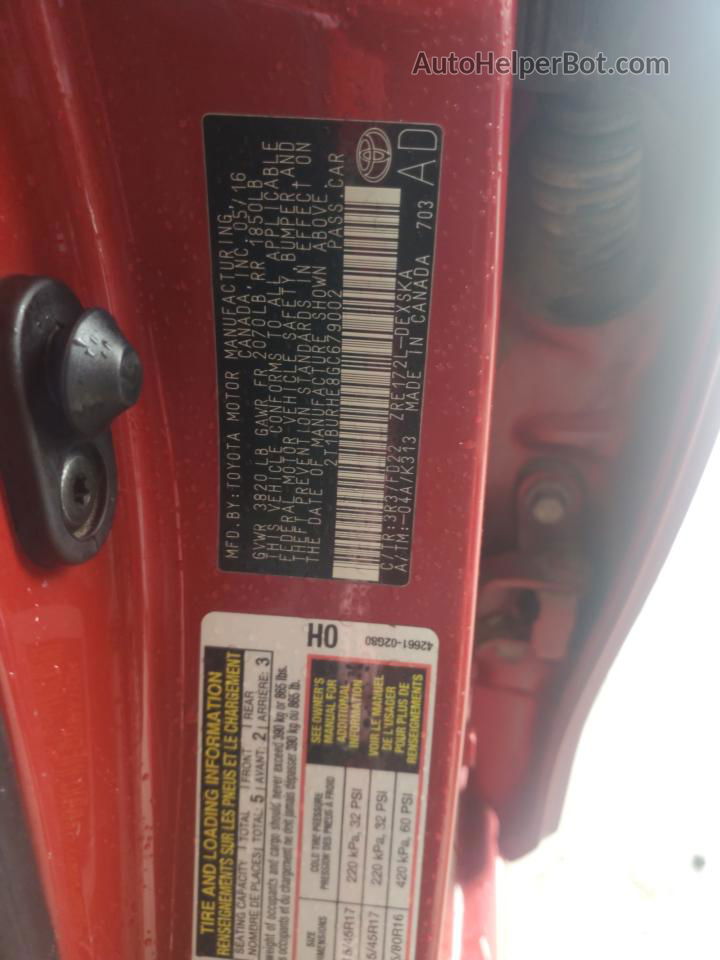 2016 Toyota Corolla L Red vin: 2T1BURHE8GC679002