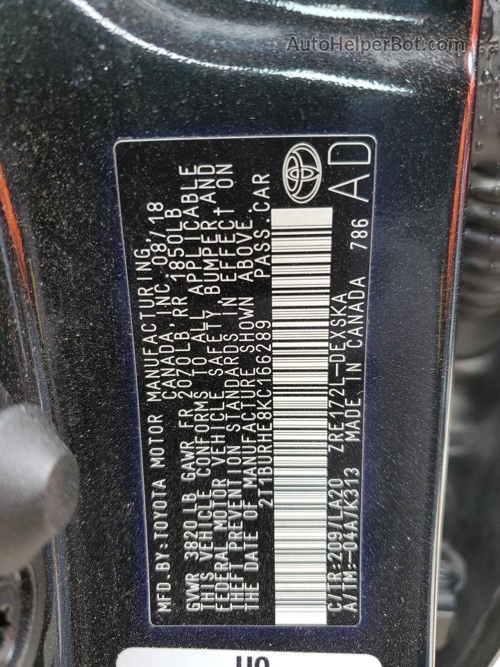 2019 Toyota Corolla L Черный vin: 2T1BURHE8KC166289